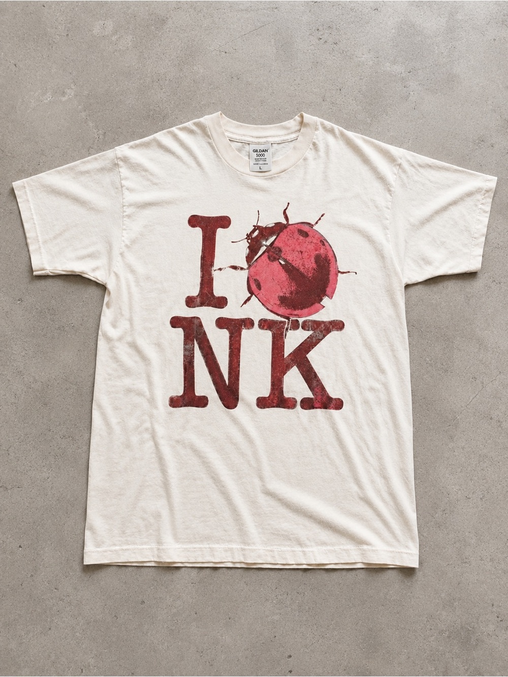 Cream Tee with Red Ladybug 'I NK' Graphic T-shirt